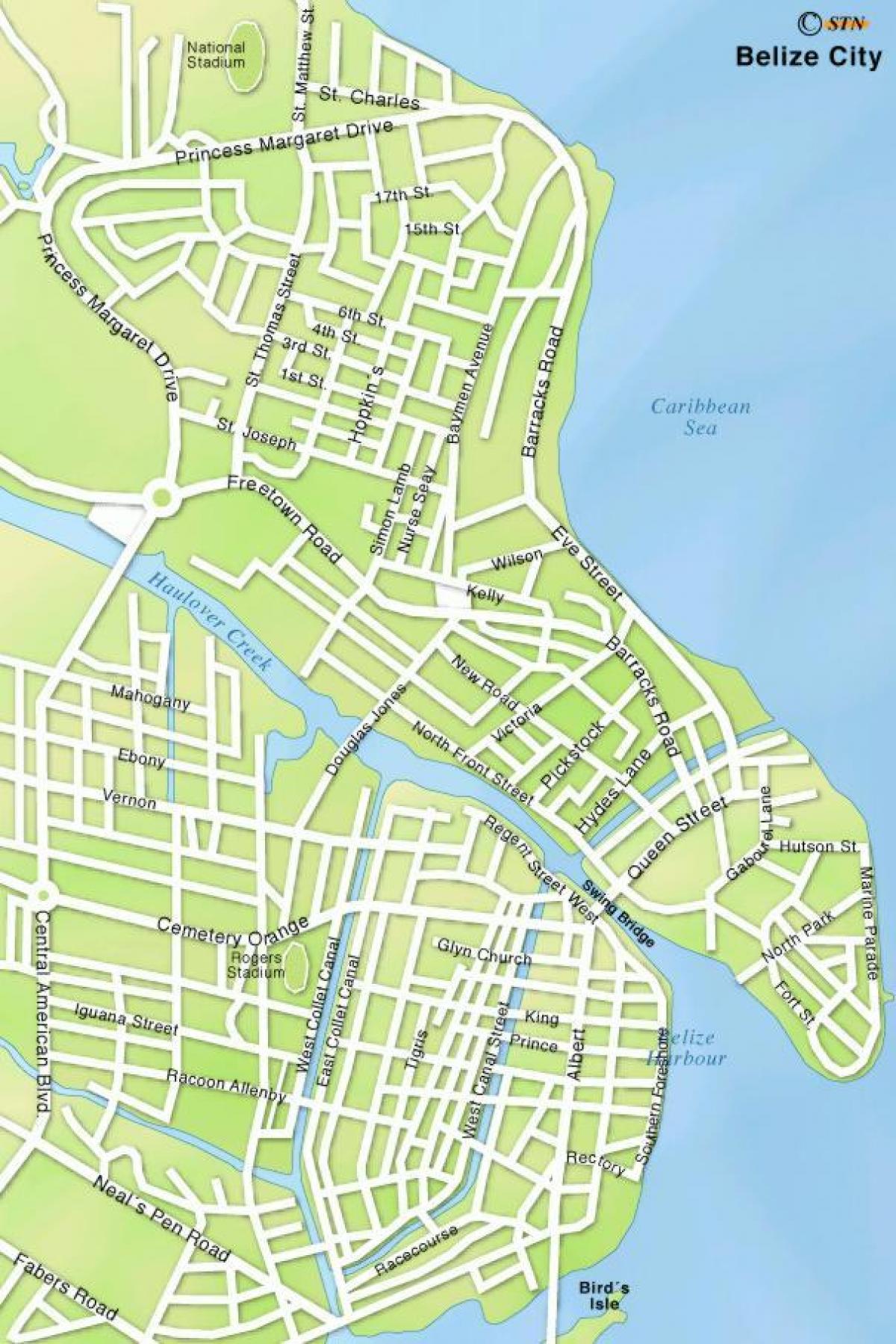 карта міста Беліз вулиці