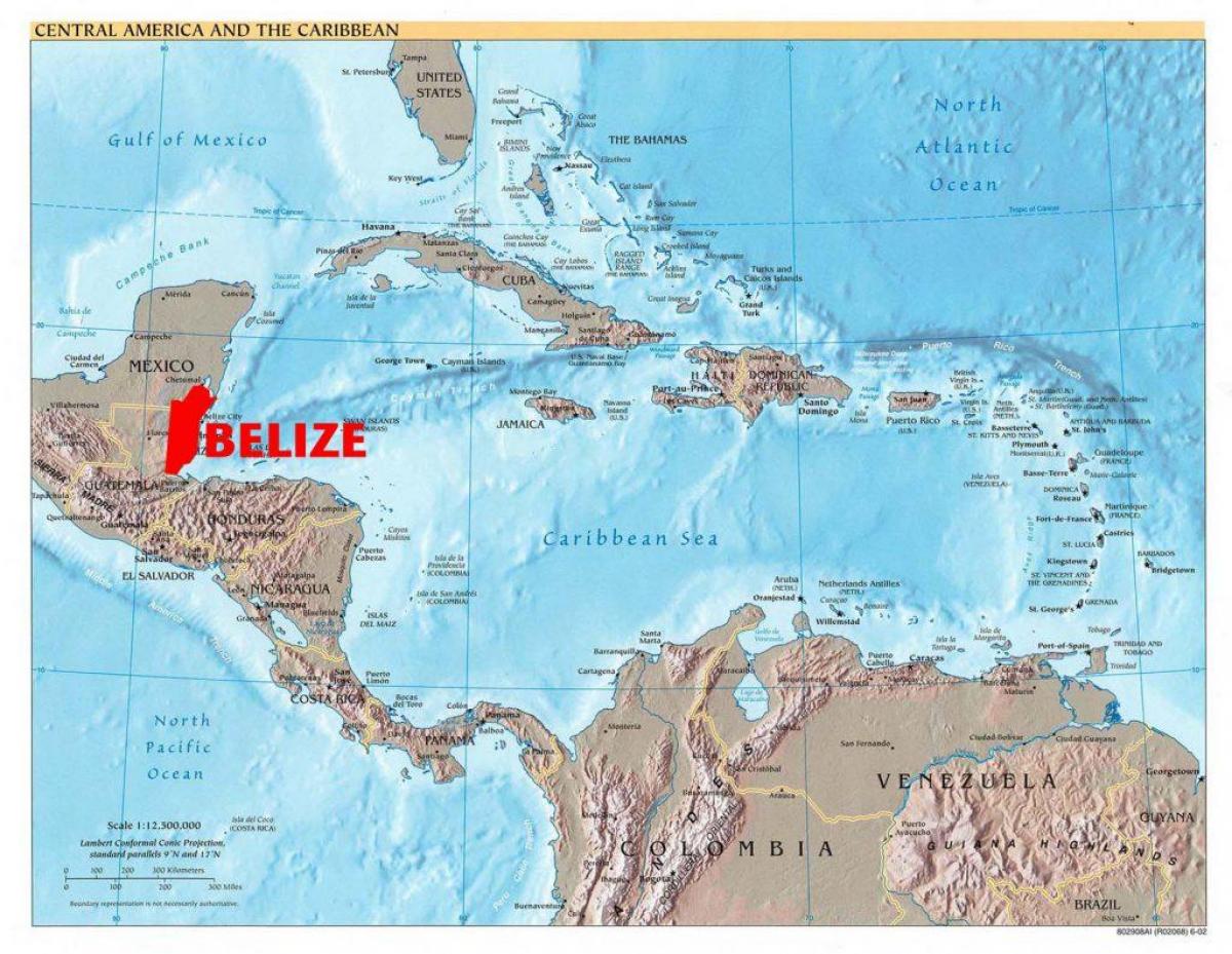 Карта Беліз Центральної Америки